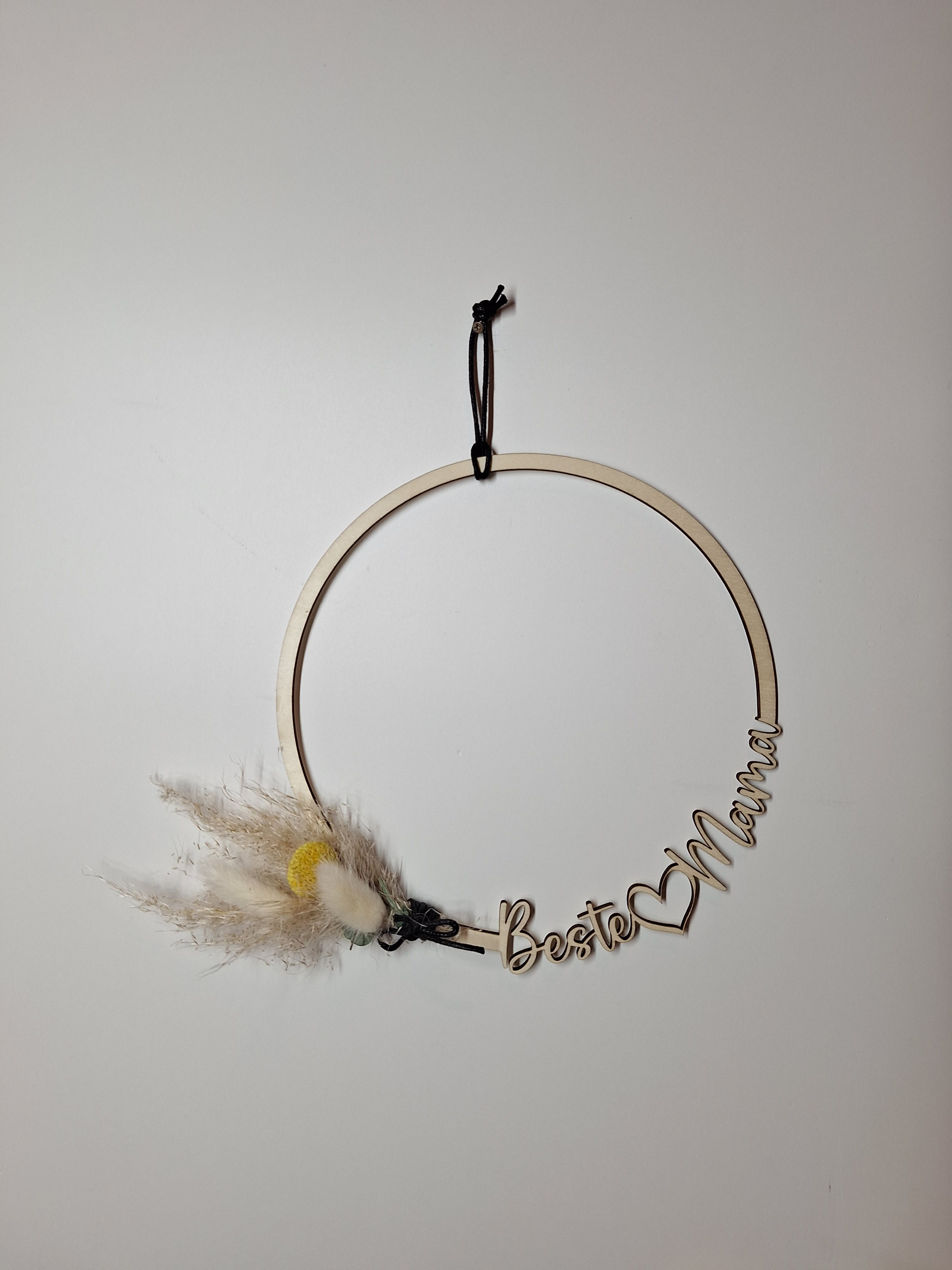 Aufhänger rund "Mama" | mit Trockenblumen