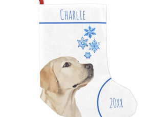 Review Yellow Lab Christmas Snowflakes Cute Dog Labrador Small Christmas Stocking