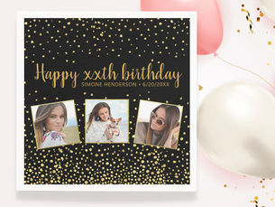 Top 5! Happy Birthday Gold Glitter Photos Any Year Custom Napkins