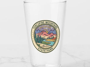 Hot Deals! Porcupine Mountains State Park Michigan Badge Glass