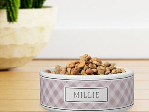 Hot Review! Personalized Blush Pink Farmhouse Style Plaid Pet Bowl