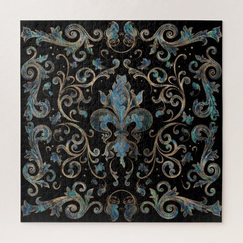 Big Deals! Fleur-de-lis ornament Abalone Shell and Gold Jigsaw Puzzle
