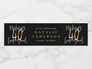 Best Deals! Modern 40th birthday black gold typography water bottle label