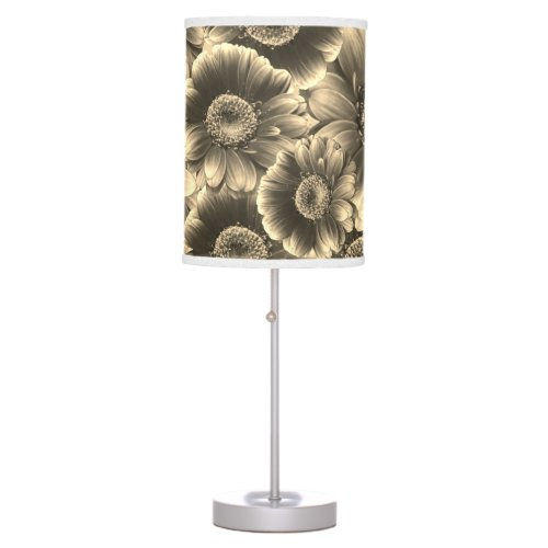 Hot Deals! Sepia Gerbera Floral Pattern Table Lamp