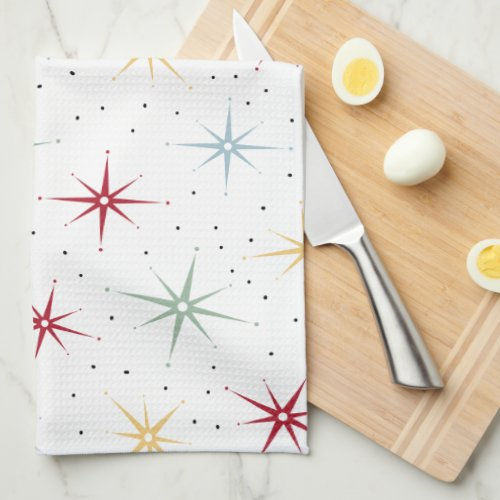 Review Colorful Atomic Starburst Mid-century Pattern Kitchen Towel