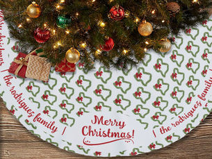 Top 10! Family Name Texas Christmas Wreath with Red Bow Brushed Polyester Tree Skirt