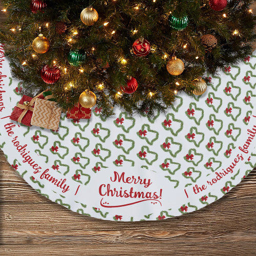 Top 10! Family Name Texas Christmas Wreath with Red Bow Brushed Polyester Tree Skirt