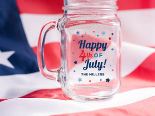 Best Price! Happy 4th of July Red White and Blue Patriotic Mason Jar