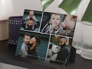 Big Deals! Dad Script | Happy Fathers Day 4 Photo Collage Plaque
