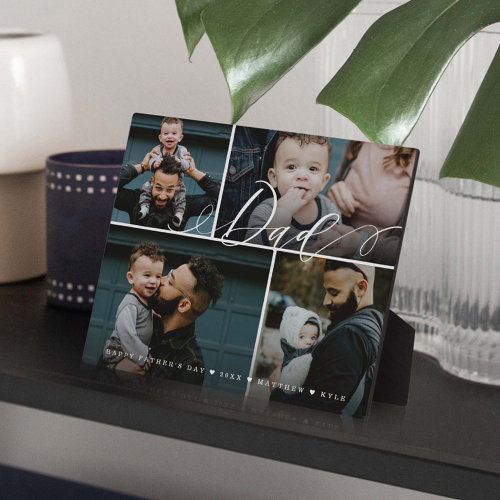 Big Deals! Dad Script | Happy Fathers Day 4 Photo Collage Plaque