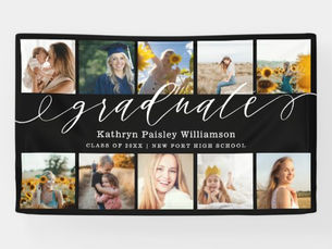 Top 5! Graduate Script 10 Photo Collage Black Graduation Banner