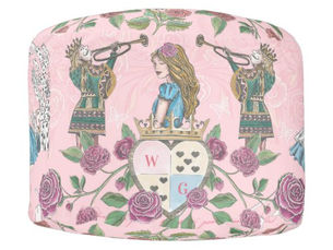 Review Vintage Alice In Wonderland Collage Decoupage Pink Pouf