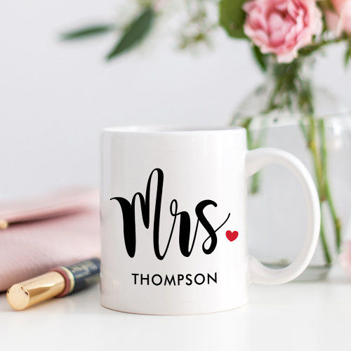 Hot Review! Mrs Modern Black Script Personalized Wedding Coffee Mug