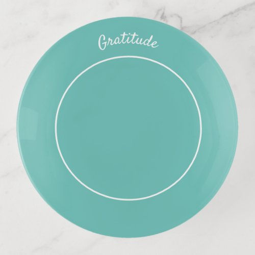 Best Deals! Inspiring words, teal, gratutude, pretty round trinket tray