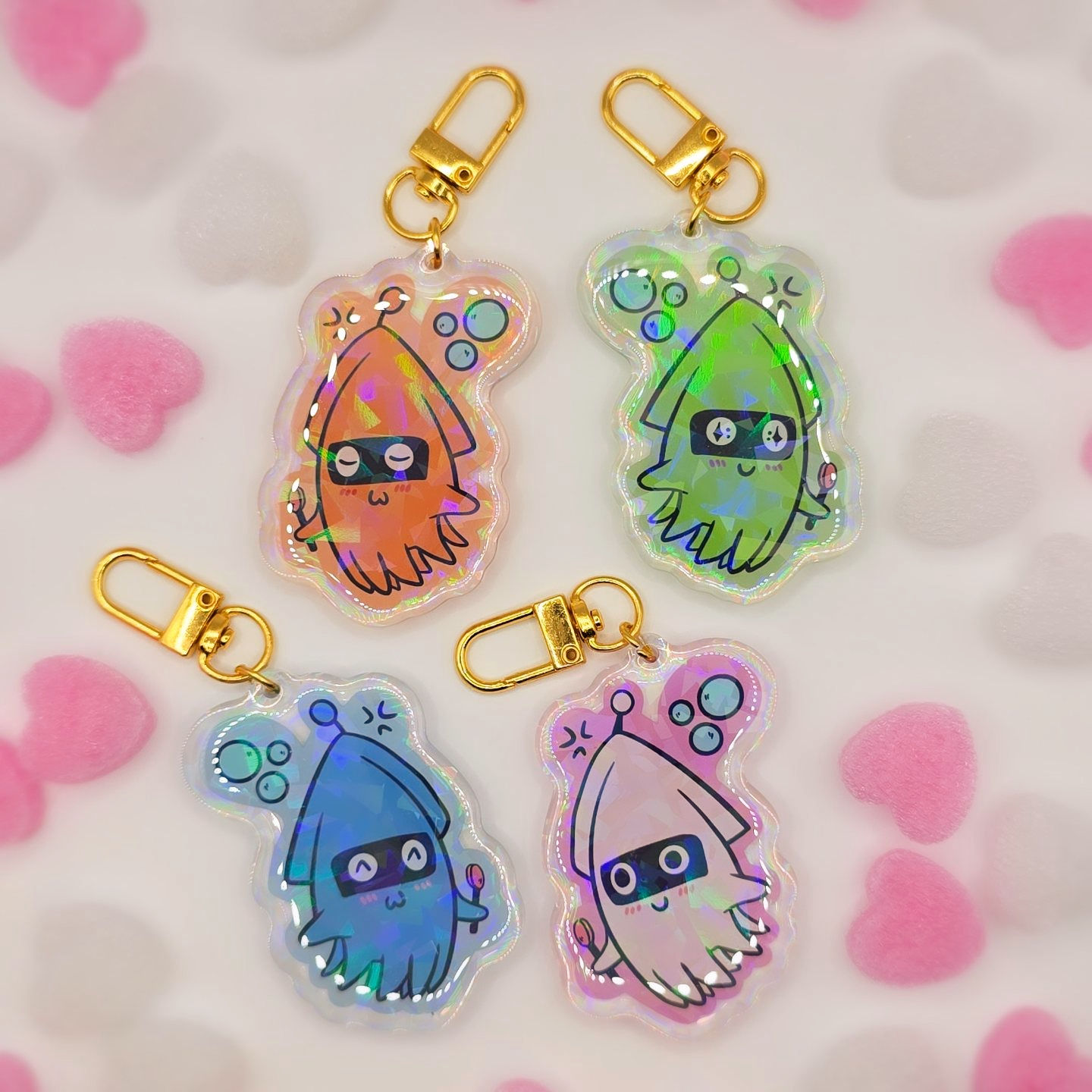 Squid Keychain (Holographic and Glitter)