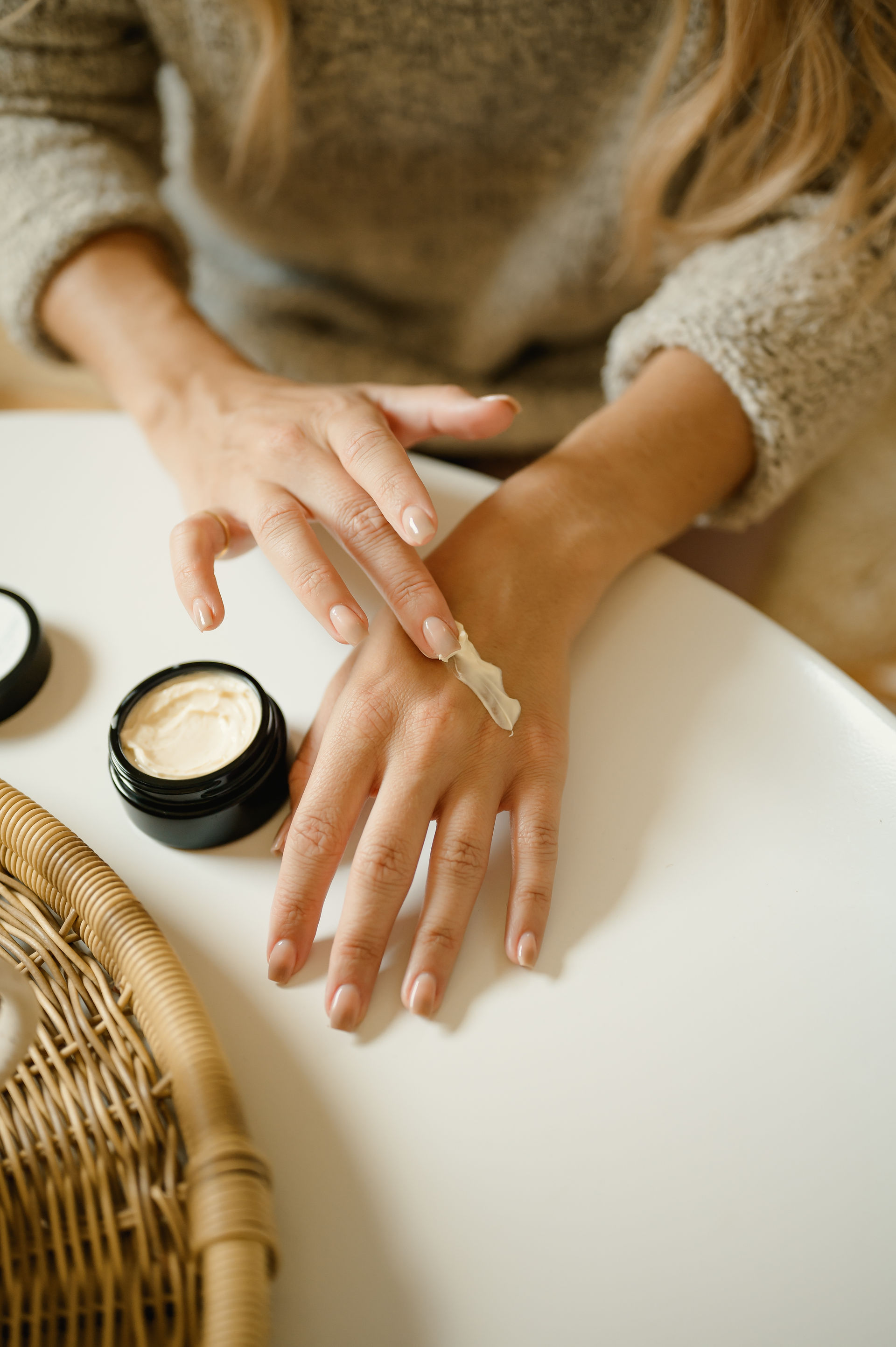 Moisturizer on hands