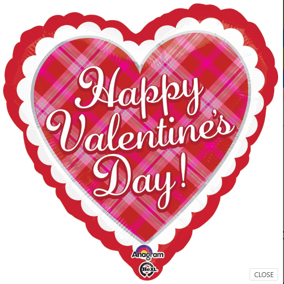 18" Happy Valentine's Day Plaid Balloon