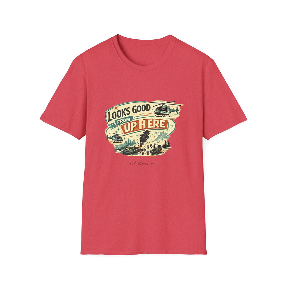 Thumbnail: Looks Good From Up Here T-Shirt — Vintage Helicopter Scenic Graphic Tee