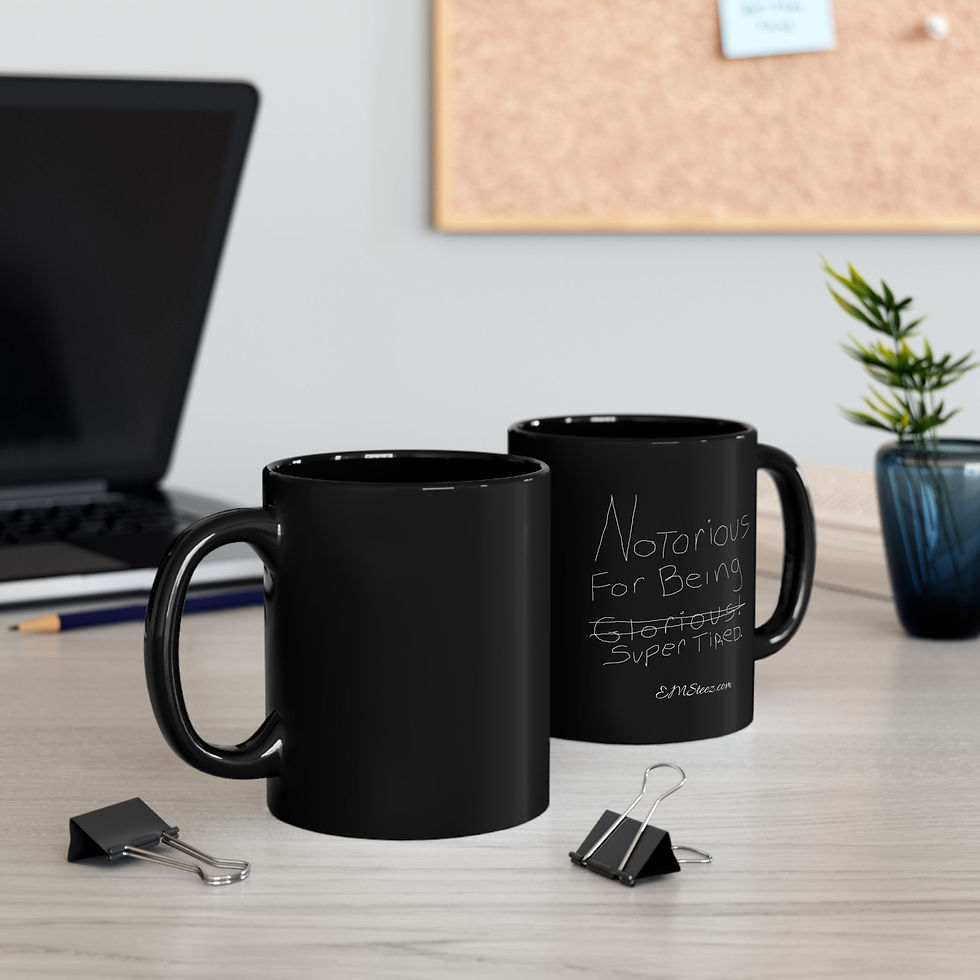 Thumbnail: Notorious for Being Super Tired Black Coffee Mug — 11oz 