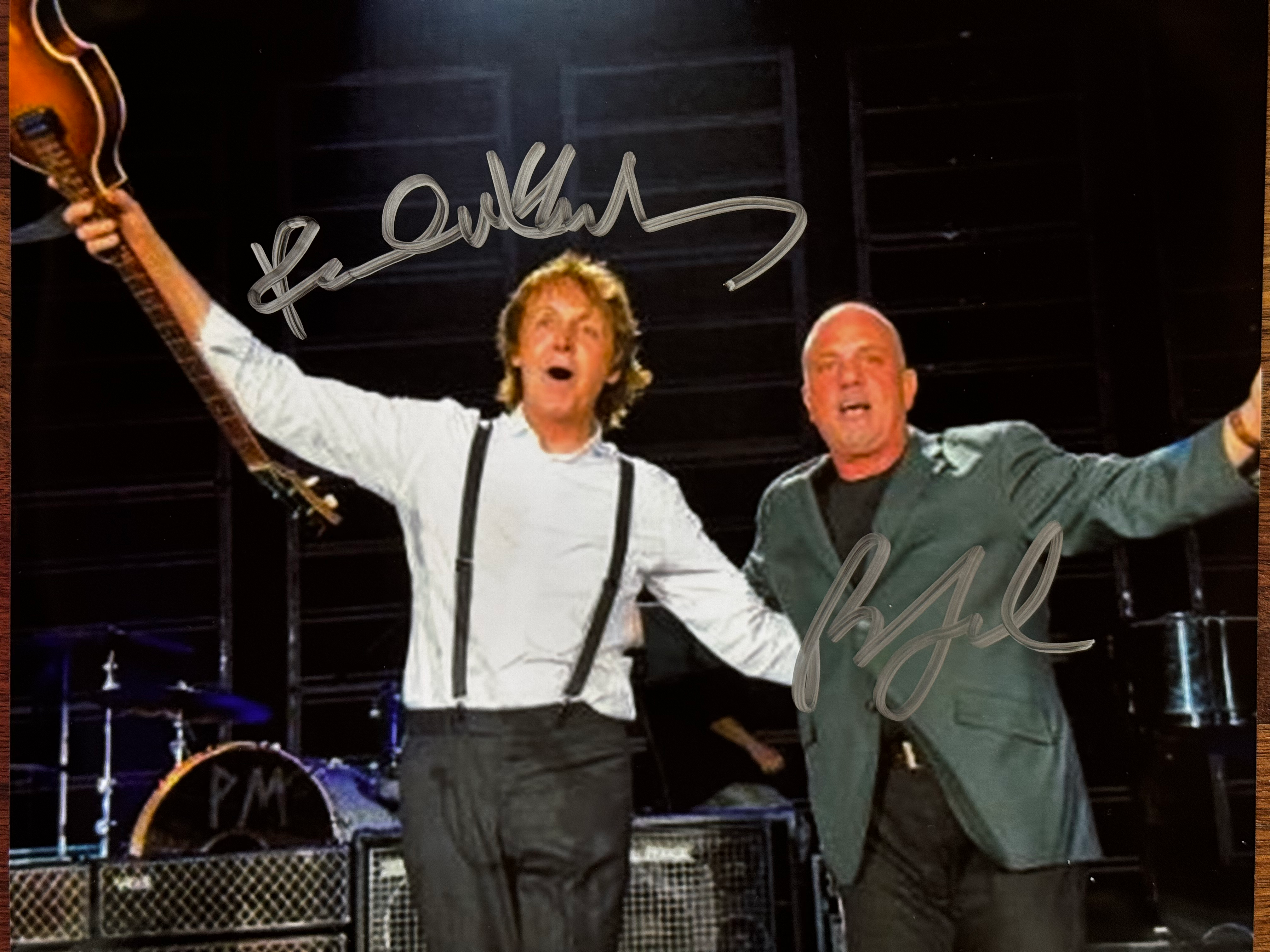 Billy Joel and Paul McCartney signed 8x10 photo. 167-0195