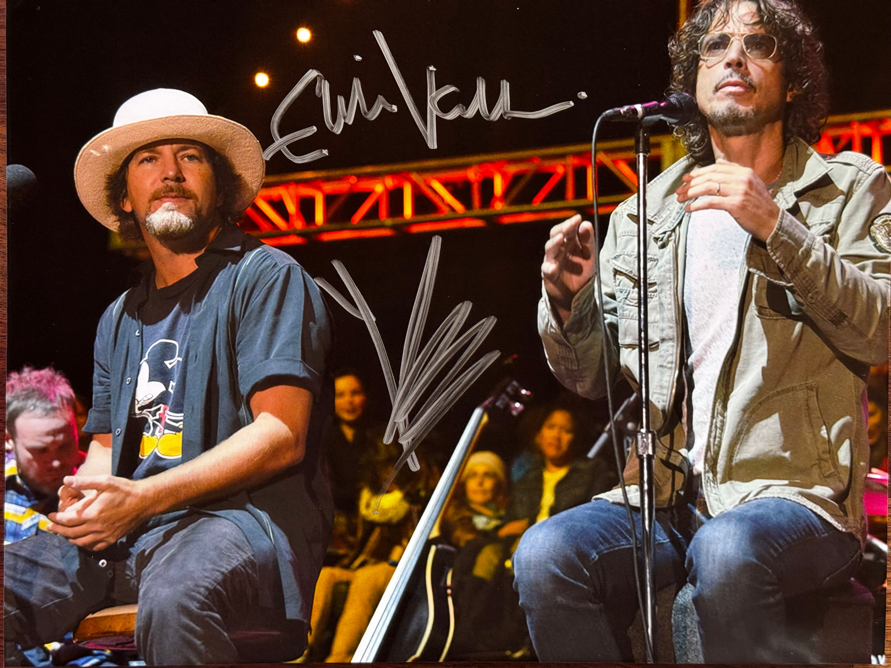 Chris Cornell and Eddie Vedder signed 8x10 photo. 167-0179