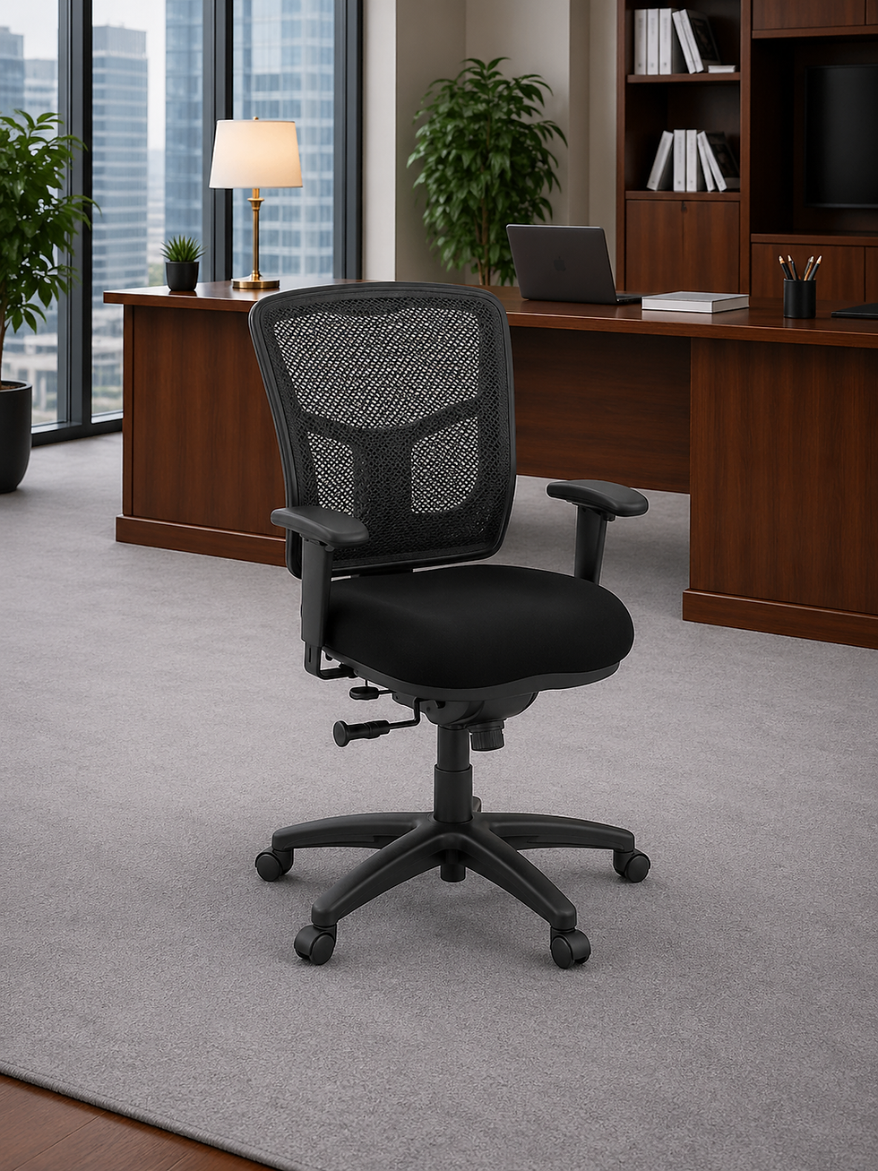 Thumbnail: BUDGET MESH CHAIR W/ARMS-BLK