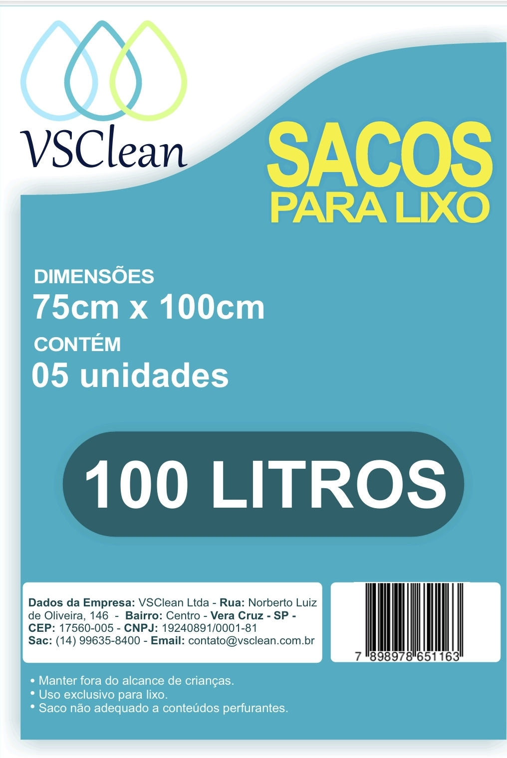 Saco para Lixo 100L - Preto