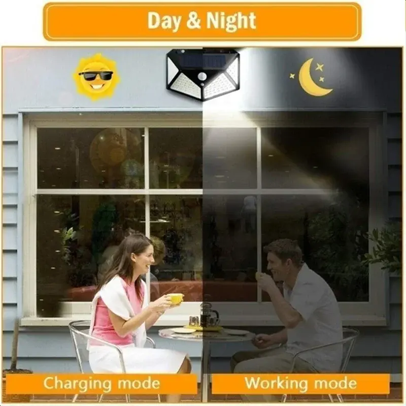 Miniatura: 1/2/4Pcs 100 LED Solar Wall Lights Outdoor Solar Lamp Motion Sensor Solar Powere