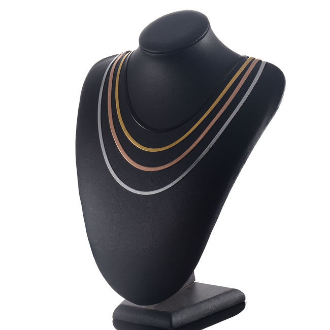 Miniatura: Width 3mm Stainless Steel Flat Necklace Gold Color Waterproof  Filmy Snake Chain
