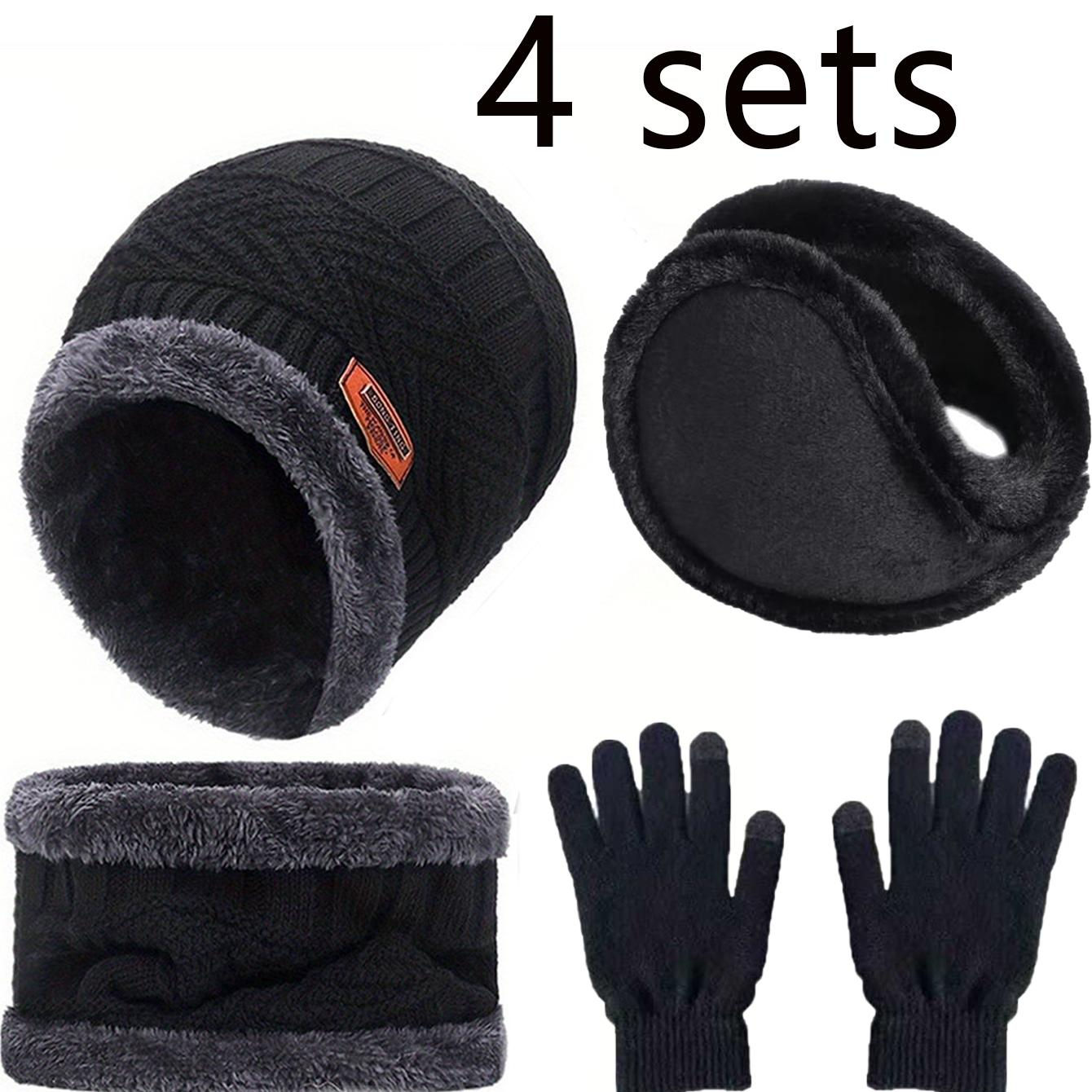 Conjunto de 2/4 peças de inverno em veludo quente chapéu, cachecol e luvas