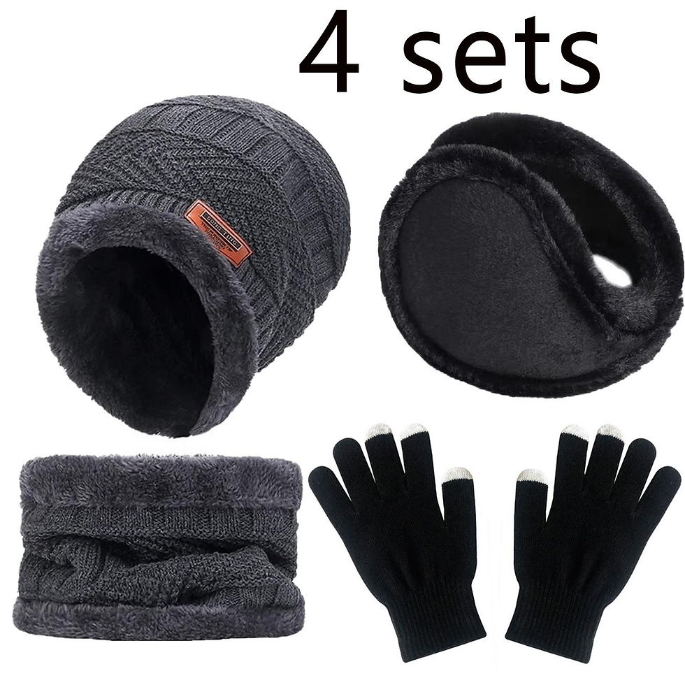 Miniatura: Conjunto de 2/4 peças de inverno em veludo quente chapéu, cachecol e luvas