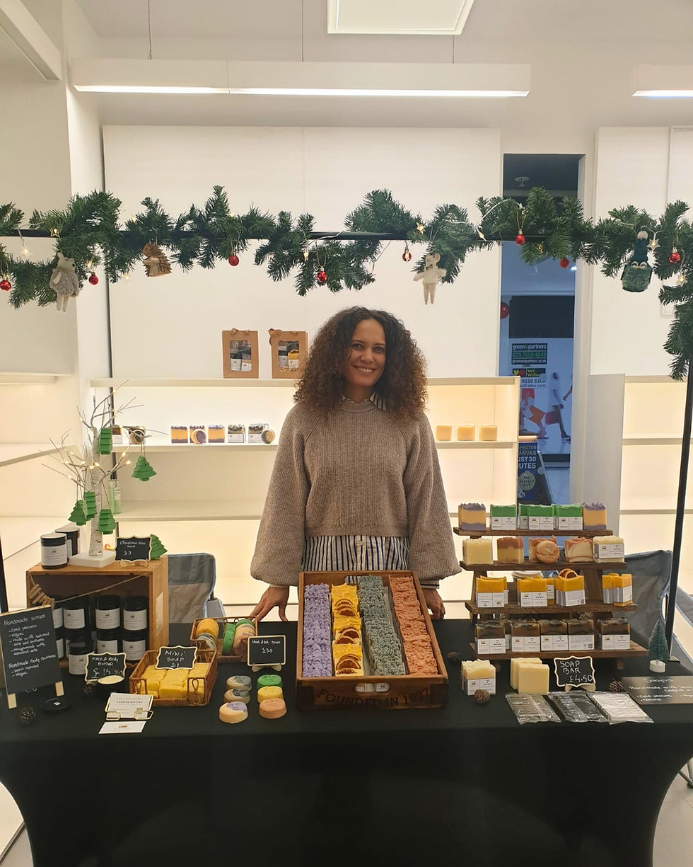 Handmade Soaps Stand at Fareham Winter Market in Fareham Shopping Centre
