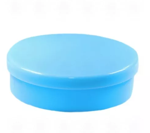 Latinha Redonda Plastico 5x2cm Lembrancinha C/ 10und Azul Bebe