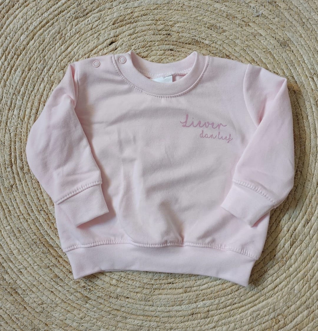 Sweater roze - bedrukt - maat 62/68