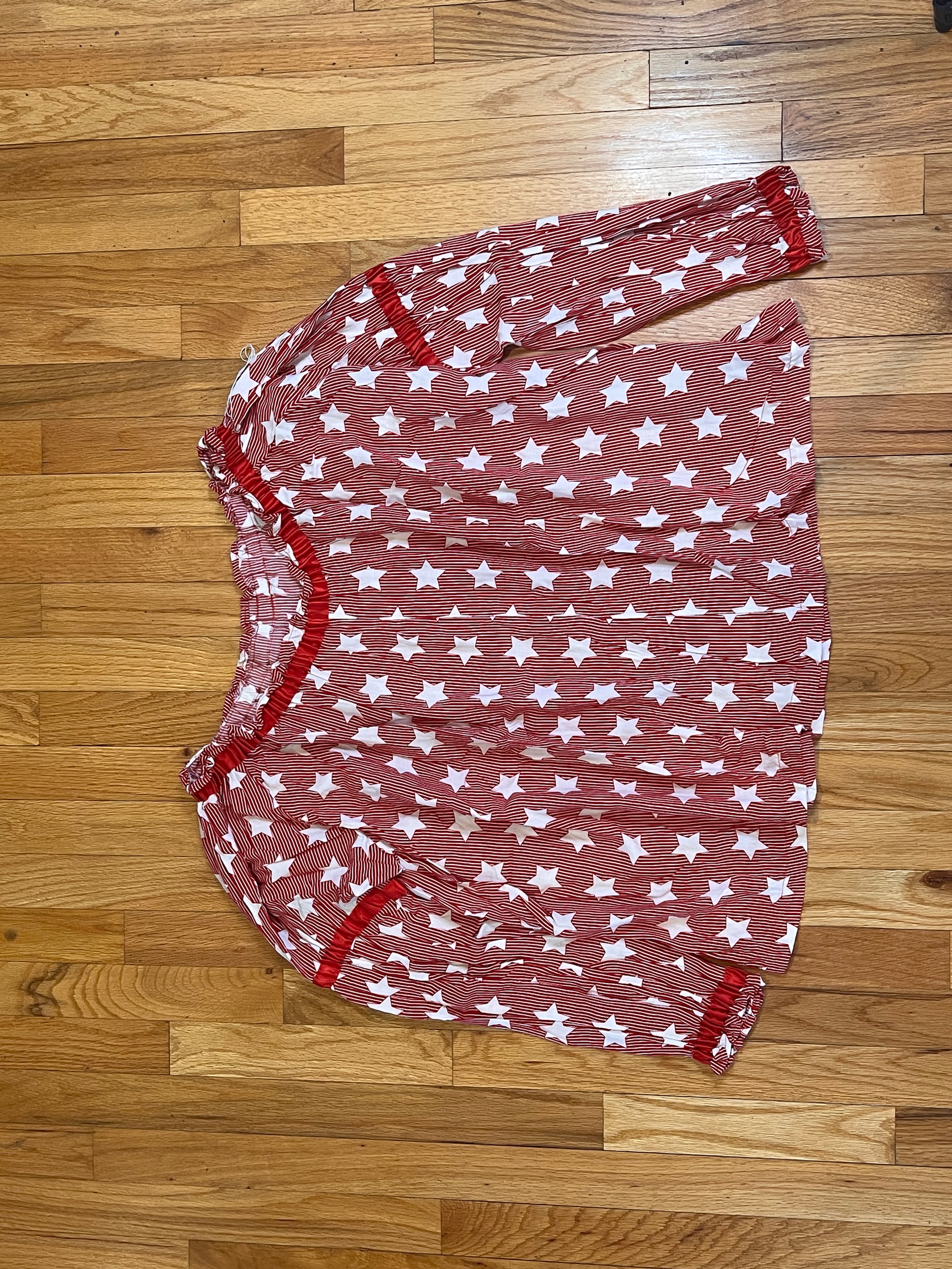 White and Red Stars Blouse One Size