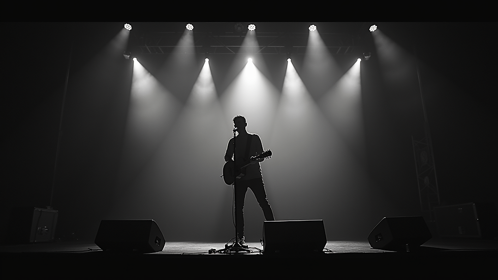 Eye-level view of Mr. Perry performing on stage