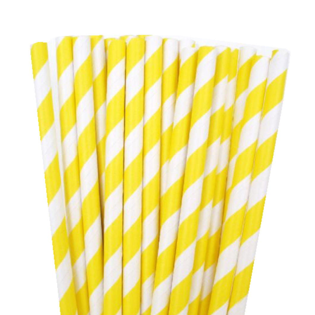 Yellow/White Striped Paper Straws
