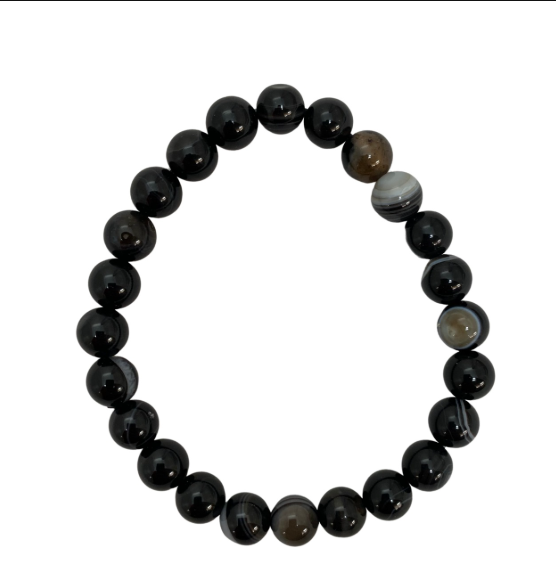 ZenN Banded (Moss) Agate Stone Bracelet, 8mm