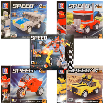 S.B. Toys | Building Block Car Set - Display 12pcs, Assorted