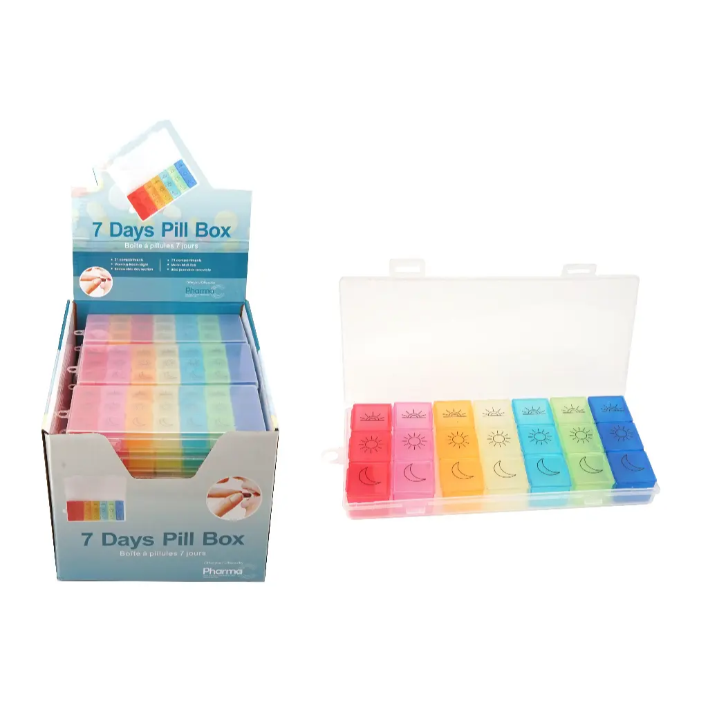 Removable colored 7 Days Pill box