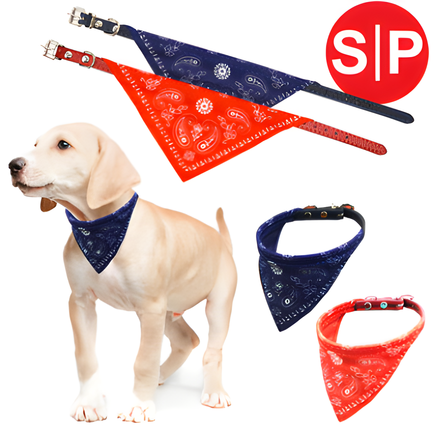 Animooos | Pet collar with bandana ; 0.40"x12" ; 2 assorted colors