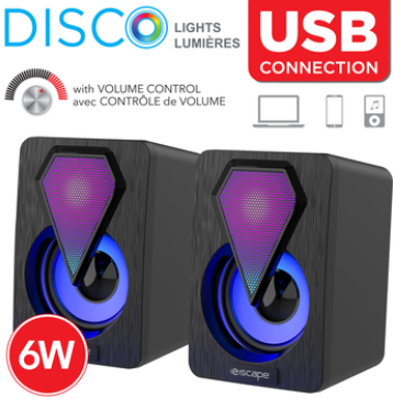 Thumbnail: Escape | 6W Portable USB stereo speakers with RGB LED lights and volume control