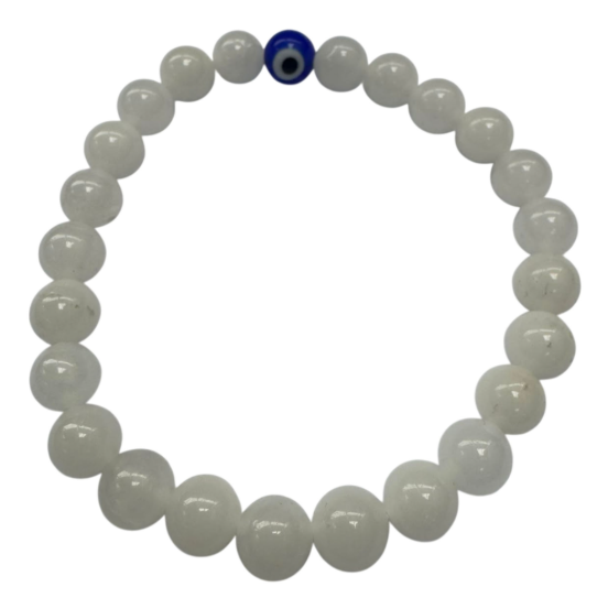 ZenN White Stone Bracelet With Evil Eye Bead