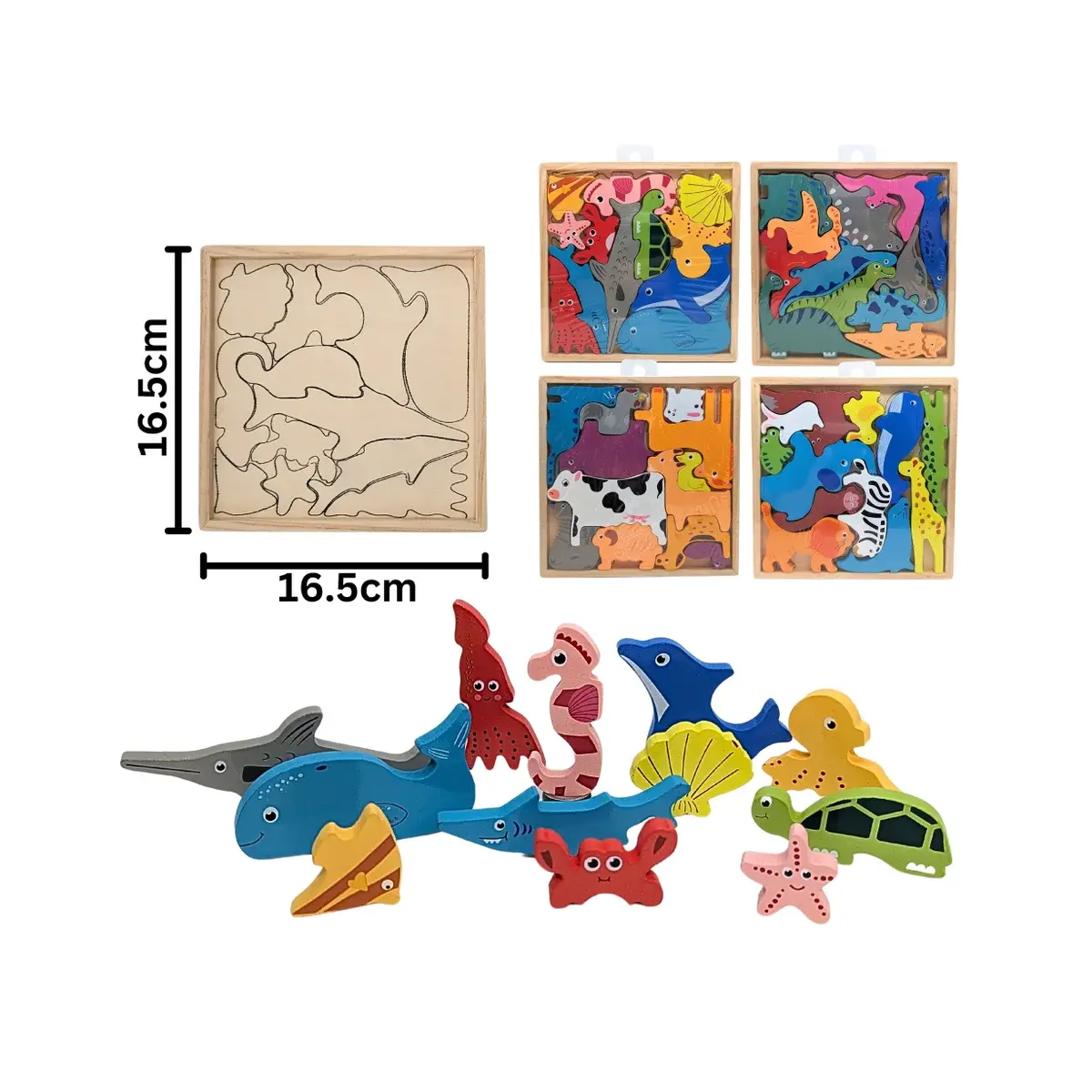 Animal Shape Wood Puzzle Board (12)