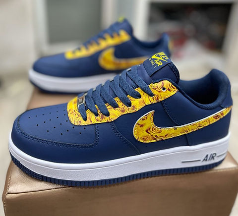yellow and navy blue af1