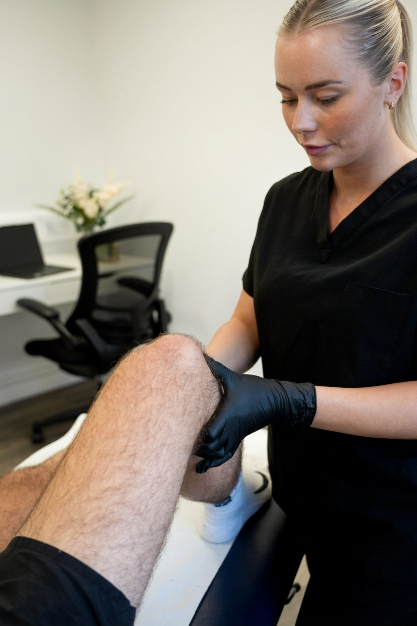 Therapist undergoing massage