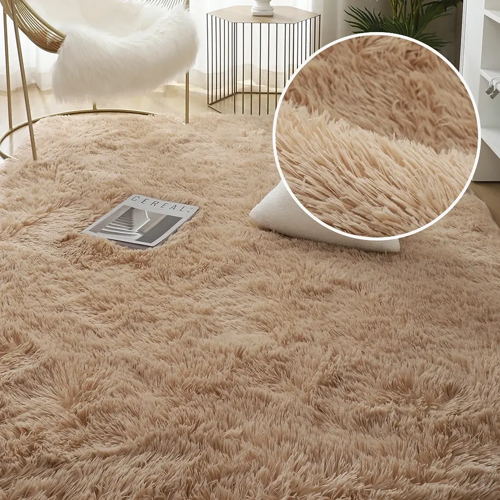 Thumbnail: Shag Area Rug for Living Room Black Plush Carpets Indoor Bedroom Rugs Non Skid
