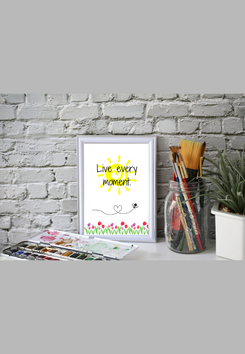 Thumbnail: Live every moment Printable Wall Art, Home Decor, Sunshine, flowers, bee heart