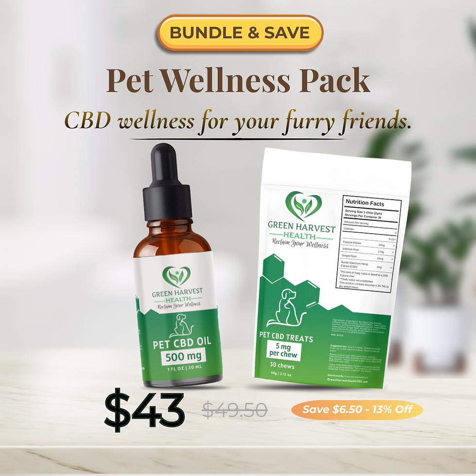 Pet Wellness Pack by Green Harvest Health — doctor-developed CBD oil and treats bundle for dogs