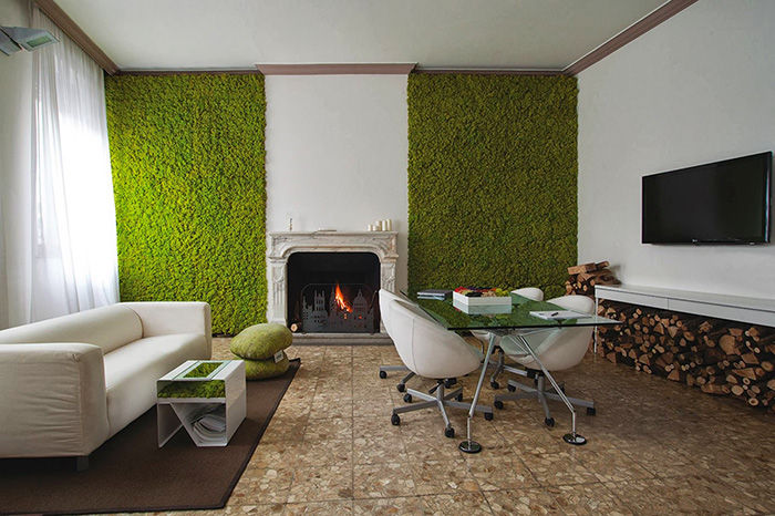 Preserved Moss Vertical Garden in Interior Design, Living Room